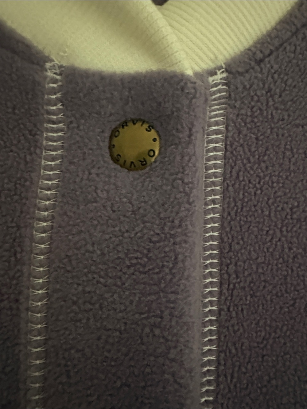Orvis Lavender Snap-Front Fleece Robe/Duster with Cream Trim - Picture 6 of 7